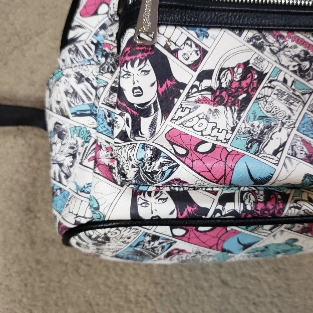Loungefly Marvel Mini Backpack White Comics AOP Hulk Iron‎ Man Spiderman Cartoon